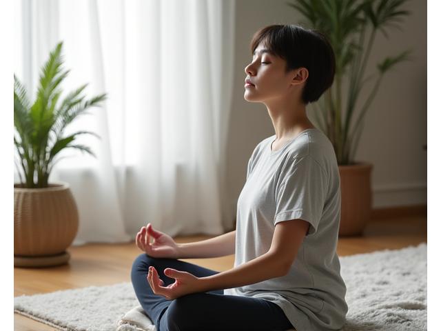 Persona meditando en un entorno tranquilo